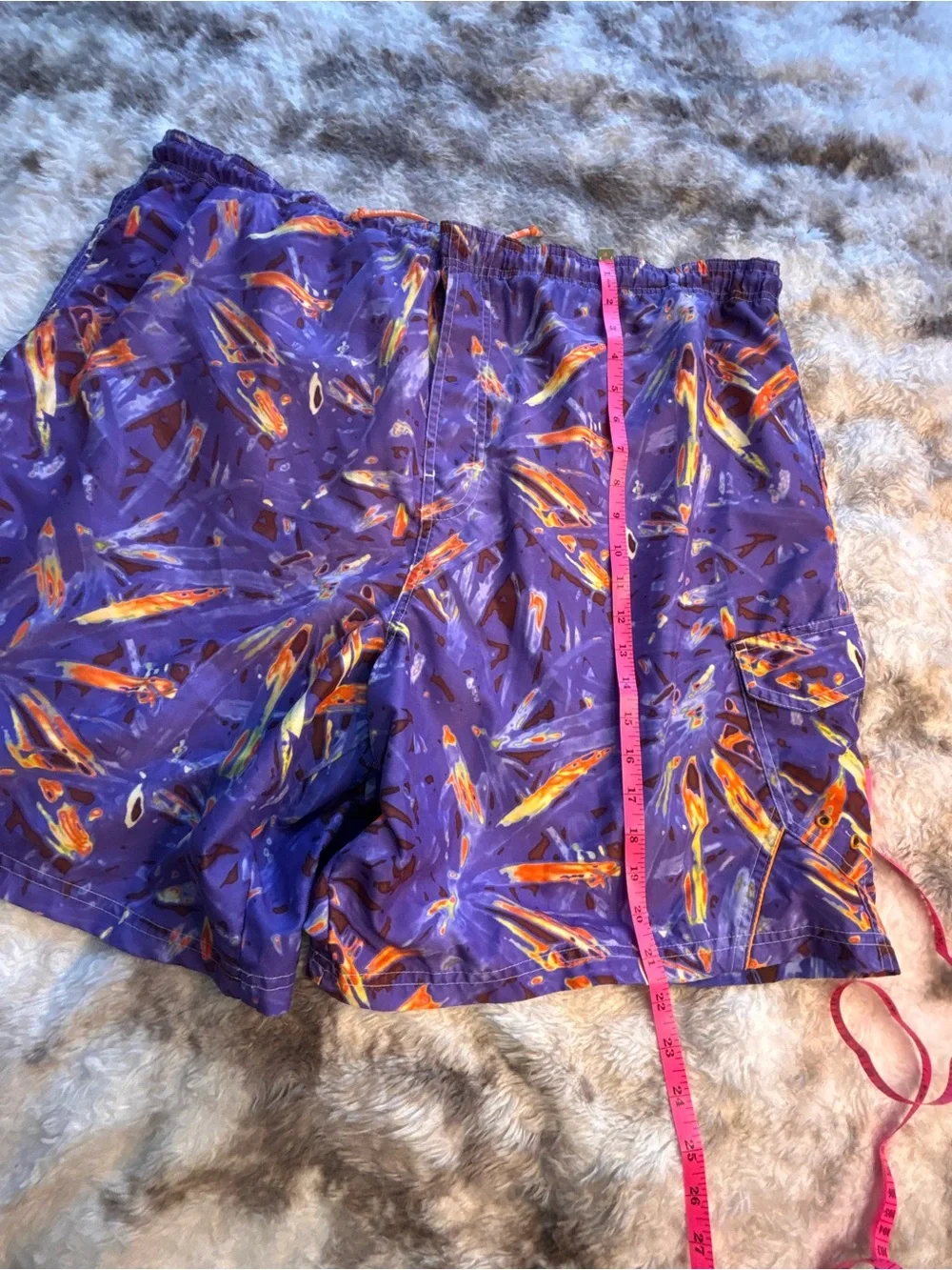 Joe Boxer Purple Swim Shorts with Orange and Yellow Surf Print